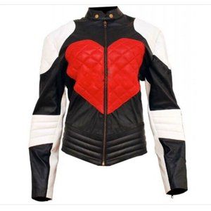 Black & White Heart Kylie Minogue  Leather Jacket